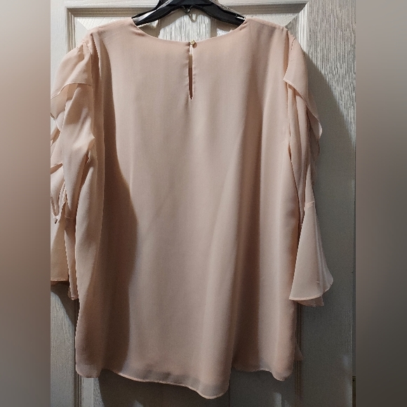 Calvin Klein Blouse Top w/ Ruffle Sleeves in a Blush Pink color - Picture 2 of 3